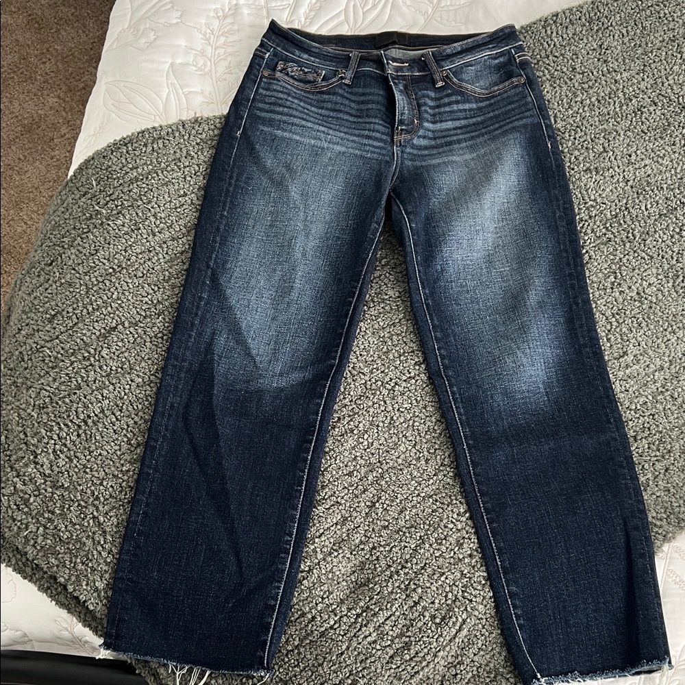 Buckle Dark Indigo Ankle Crop Jeans - Blue